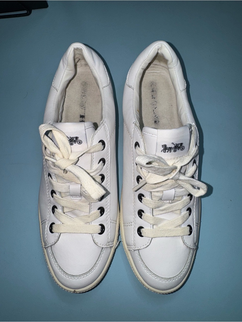Coach White Leather Low-Top Sneakers